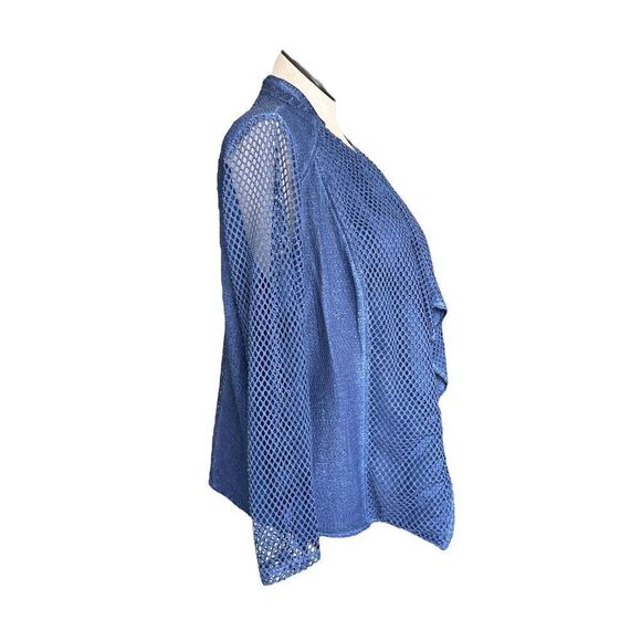 Chico’s Women’s Blue All-Over Mesh Drape-Front‎ Jacket Size XL - Picture 2 of 4